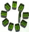 10 20x15x7mm Olive Brick Glass Beads